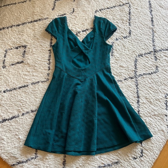 Free People fit n flare teal dress - Picture 2 of 11